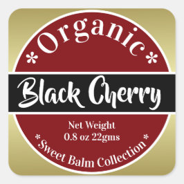 Pegatina Cuadrada Colección Orgánica de Cereza Roja Negra Dorada DIY