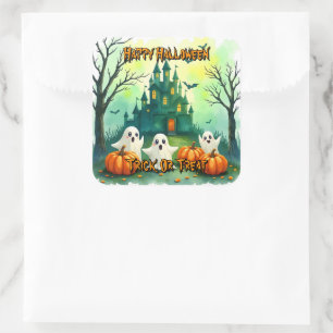 Pegatina Cuadrada Colección Popular de Halloween Espeluznante y Ador