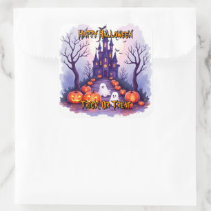 Pegatina Cuadrada Colección Popular de Halloween Espeluznante y Lind
