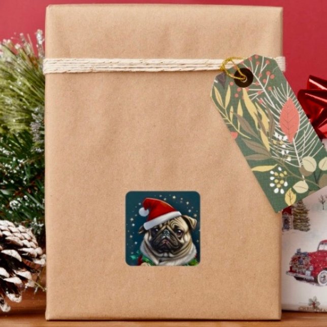 Pegatina Cuadrada Colección Puggy Claus (Sticker sheet, 6 different sizes. Matte, glossy or glossy transparent finish. )