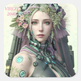 Pegatina Cuadrada Colección Virgo Futurista Zodiac