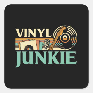 Pegatina Cuadrada Coleccionista de Vinilo Discos LP Tocadiscos Músic