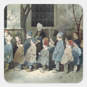 Pegatina Cuadrada Colegiales en el patio