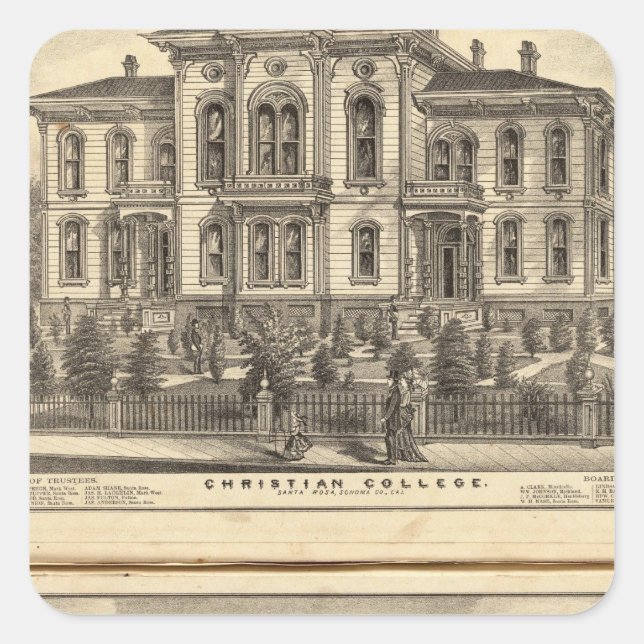 Pegatina Cuadrada Colegio Cristiano y Escuela Metodista del Pacífico (Anverso)