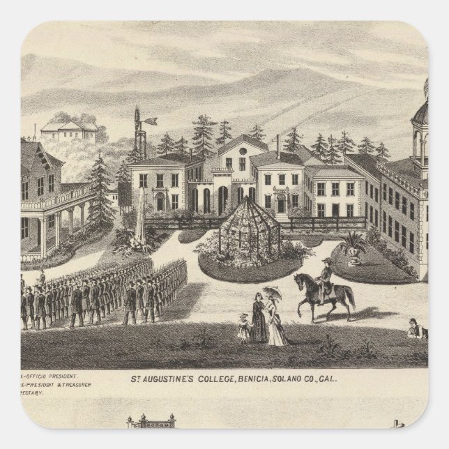 Pegatina Cuadrada Colegio, escuela, Benicia (Anverso)