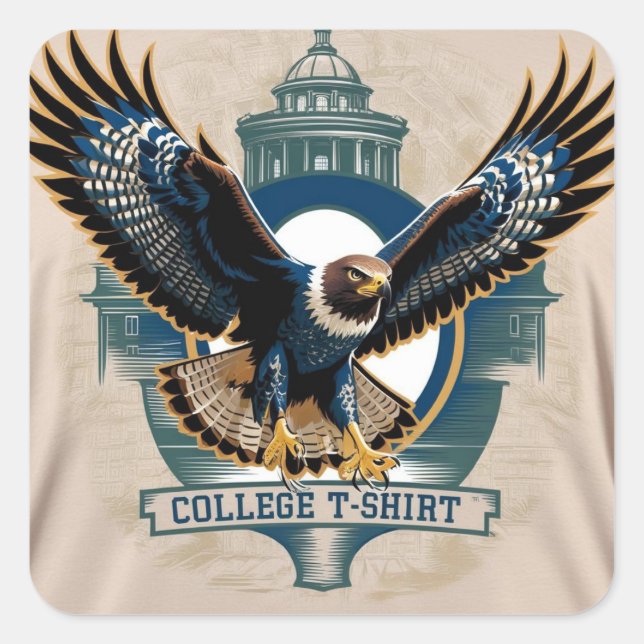 Pegatina Cuadrada Colegio : Logotipo Hawk (Anverso)