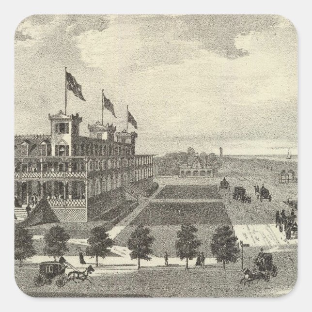 Pegatina Cuadrada Coleman House, Asbury Park, NJ (Anverso)