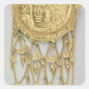 Pegatina Cuadrada Colgante con el jefe de Athena Parthenos