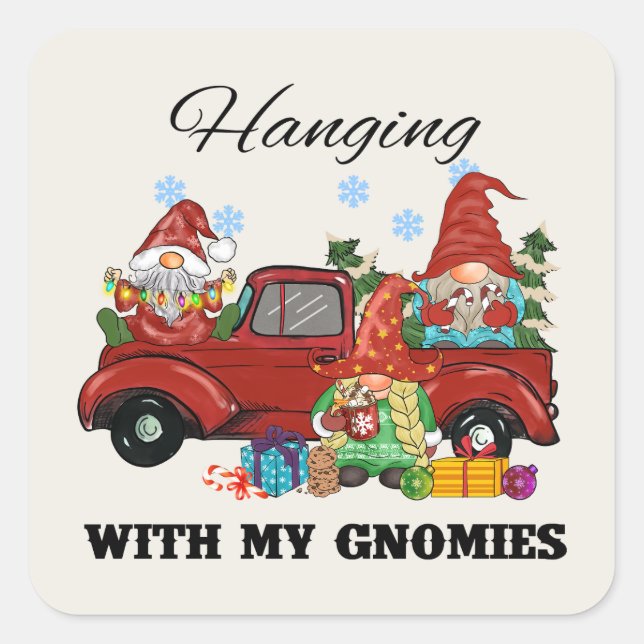 Pegatina Cuadrada Colgar con mis genomas - Navidades amables (Anverso)