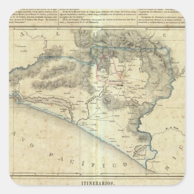 Pegatina Cuadrada Colima, México (Anverso)
