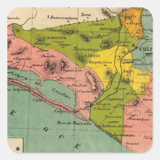 Pegatina Cuadrada Colima, México 2 (Anverso)