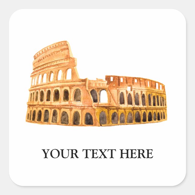 Pegatina Cuadrada Coliseo Roma, Italia Diseño Personalizado (Anverso)