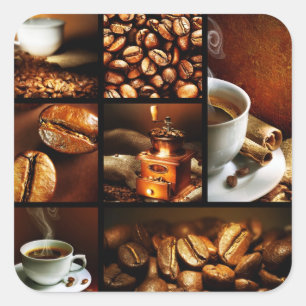 Pegatina Cuadrada Collage 2 del café