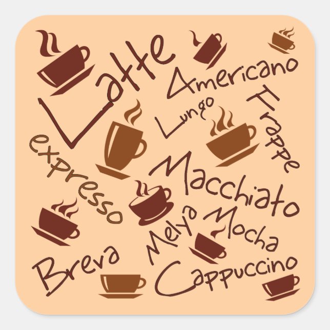 Pegatina Cuadrada Collage de bebidas con café (Anverso)