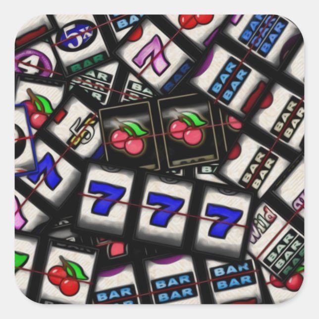 Pegatina Cuadrada Collage de bobinas de ranura (Anverso)