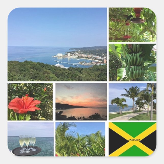 Pegatina Cuadrada Collage de fotos de Jamaica (Anverso)