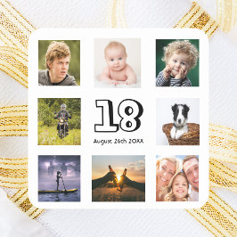 Pegatina Cuadrada Collage de fotos de la fiesta de cumpleaños 18