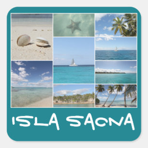 Pegatina Cuadrada Collage de fotos de la Isla Saona