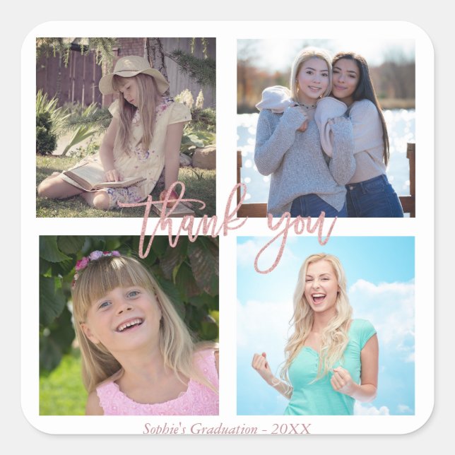 Pegatina Cuadrada Collage de fotos de Personalizado del partido de g (Anverso)