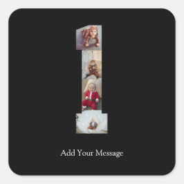 Pegatina Cuadrada Collage de fotos en blanco y negro número 1