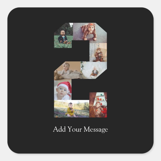 Pegatina Cuadrada Collage de fotos en blanco y negro número 2 (Anverso)