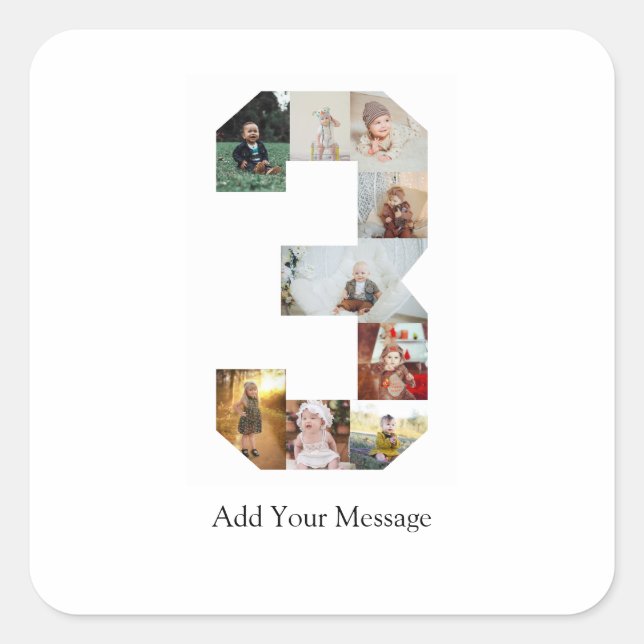 Pegatina Cuadrada Collage de fotos en blanco y negro número 3 (Anverso)