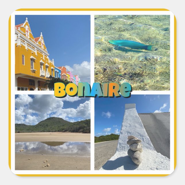 Pegatina Cuadrada Collage de fotos Escenario Bonaire (Anverso)