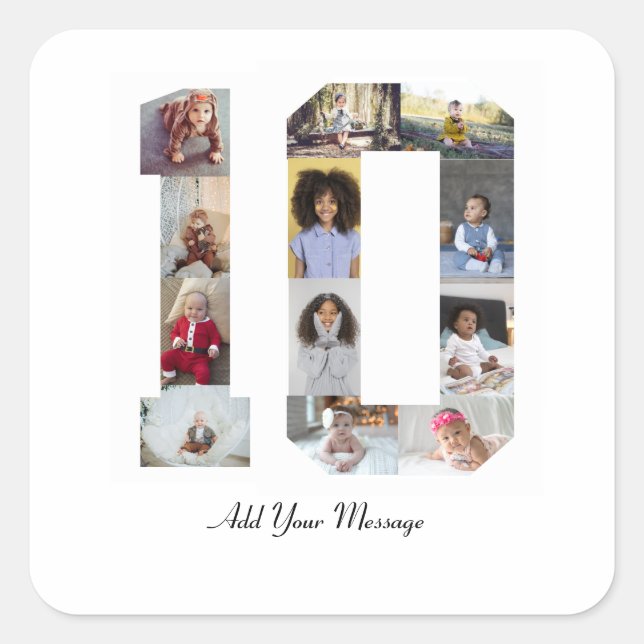 Pegatina Cuadrada Collage de fotos número 10 (Anverso)