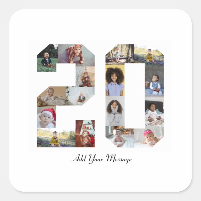 Pegatina Cuadrada Collage de fotos Número 20 (Anverso)