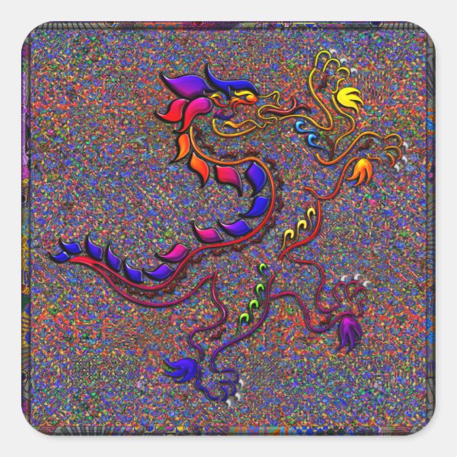 Pegatina Cuadrada Collage de Leones Medievales Royal Fancy (Anverso)