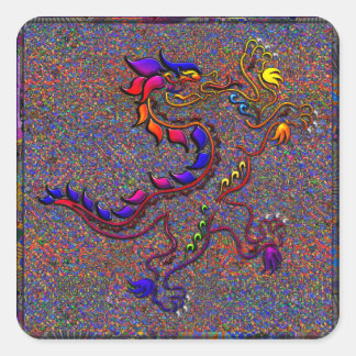 Pegatina Cuadrada Collage de Leones Medievales Royal Fancy