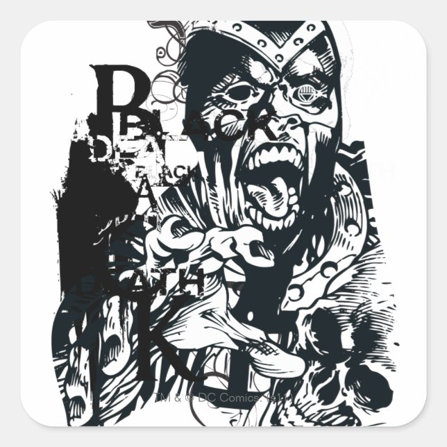 Pegatina Cuadrada Collage de mano negra y cráneo (Anverso)