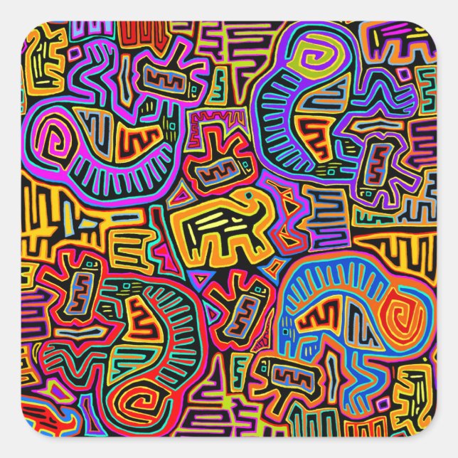 Pegatina Cuadrada Collage de Mola (Anverso)