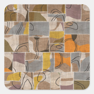 Pegatina Cuadrada Collage de mosaico, patrón de mezcla de tejido