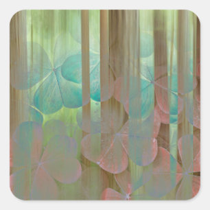 Pegatina Cuadrada Collage de Oxalis y árboles Seabeck, WA