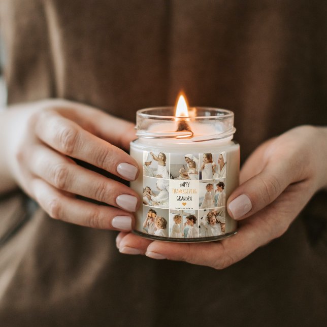 Pegatina Cuadrada Collage moderno foto Feliz abuelo de Acción de Gra (Subido por el creador)