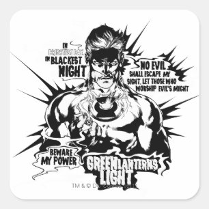 Pegatina Cuadrada Collage verde del texto de la linterna