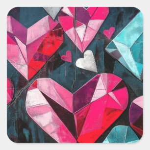 Pegatina Cuadrada Collaje cardiaco Kaleidoscópico