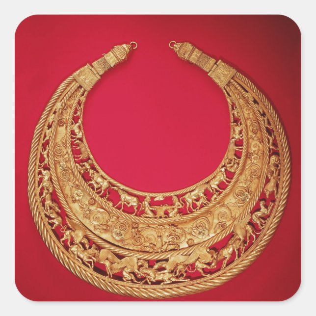 Pegatina Cuadrada Collar con escenas pastorales (Anverso)