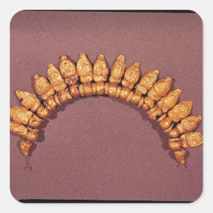 Pegatina Cuadrada Collar con máscaras de ménades y de Silenus