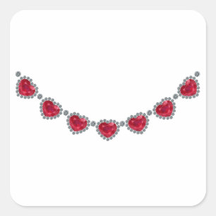 Pegatina Cuadrada collar de rubí de bonito