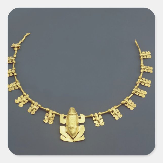 Pegatina Cuadrada Collar quimbaya con ranas, de Colombia (Anverso)