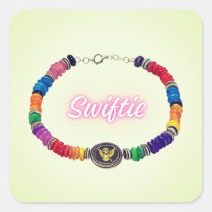 Pegatina Cuadrada Collares de cuentas Swiftie: concepto de pulsera d
