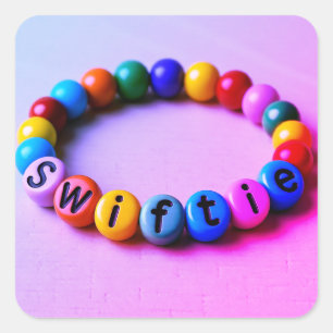 Pegatina Cuadrada Collares de cuentas Swiftie: estética de pulseras 