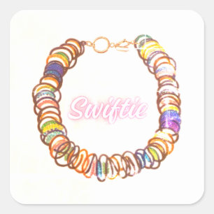 Pegatina Cuadrada Collares Swiftie – Concepto de Pulsera de Respland