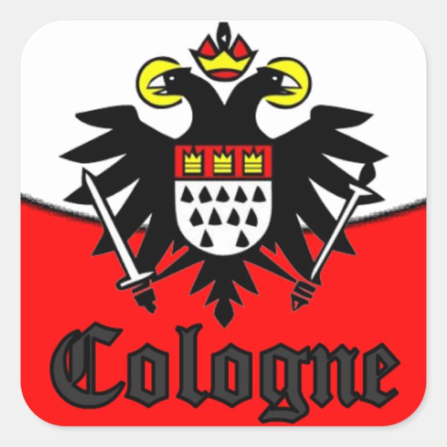 PEGATINA CUADRADA COLOGNE ÁGUILA ESCUDO DE ARMAS COLONIA (Anverso)