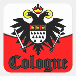 PEGATINA CUADRADA COLOGNE ÁGUILA ESCUDO DE ARMAS COLONIA