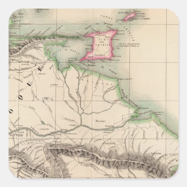 Pegatina Cuadrada Colombia, América del Sur 3 (Anverso)