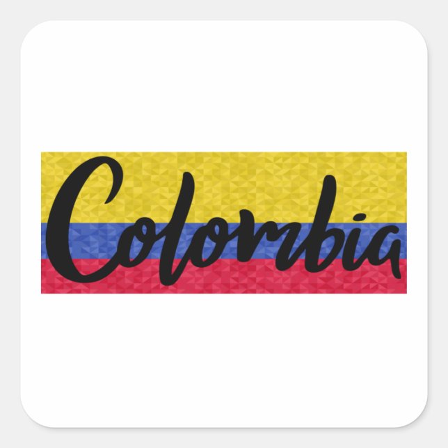 Pegatina Cuadrada Colombia Flag Pixel Lettering Sticker (Anverso)