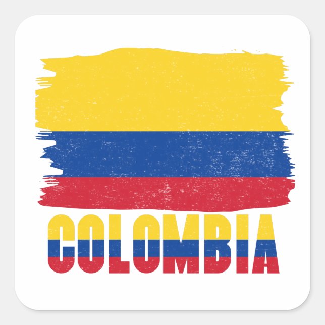 Pegatina Cuadrada Colombia Flag Sticker (Anverso)